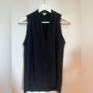 Wilfred Women’s Sleeveless Sheer V-Neck Blouse in Black Size S